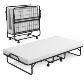 Twin Size Metal Folding Bed with Memory Foam Mattress