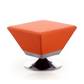 Manhattan Comfort Diamond Orange and Polished Chrome Swivel Ottoman