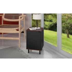 Manhattan Comfort Mosholu Nightstand with 2 Shelves in Black and Nut Brown