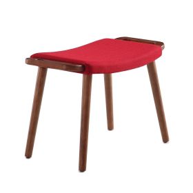 Manhattan Comfort Geta Red and Antique Walnut Ottoman