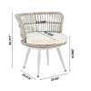 Manhattan Comfort Monaco Rope Wicker 3-Piece Patio Conversation Set with Cushions in Cream