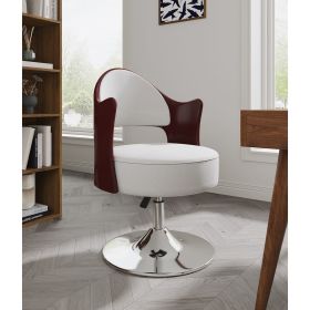 Manhattan Comfort Bopper White and Polished Chrome Faux Leather Adjustable Height Swivel Accent Chair