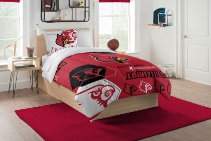 Louisville OFFICIAL Collegiate "Hexagon" Twin Comforter & Sham Set