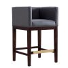 Manhattan Comfort Kingsley 34 in. Grey and Dark Walnut Beech Wood Counter Height Bar Stool