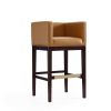 Manhattan Comfort Kingsley 38 in. Camel and Dark Walnut Beech Wood Barstool