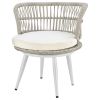 Manhattan Comfort Monaco Rope Wicker 3-Piece Patio Conversation Set with Cushions in Cream