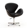 Manhattan Comfort Raspberry Black and Polished Chrome Faux Leather Adjustable Swivel Chair