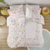 Floral Reversible Cotton Duvet Cover Set with Throw Pillow