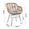 Manhattan Comfort Antibes 1.0 Steel Rattan 3-Piece Patio Conversation Set with Cushions in Grey