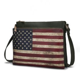 MKF Collection Madeline Printed Flag Vegan Leather Women Crossbody Bag by Mia K (Color: Green, Material: Vegan Leather)