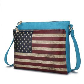 MKF Collection Madeline Printed Flag Vegan Leather Women Crossbody Bag by Mia K (Color: Turquoise, Material: Vegan Leather)