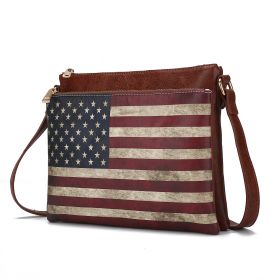 MKF Collection Madeline Printed Flag Vegan Leather Women Crossbody Bag by Mia K (Color: Tan, Material: Vegan Leather)