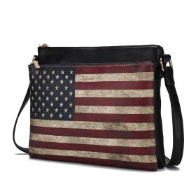 MKF Collection Madeline Printed Flag Vegan Leather Women Crossbody Bag by Mia K (Color: Black, Material: Vegan Leather)