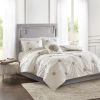 4 Piece Embroidered Cotton Reversible Duvet Cover Set