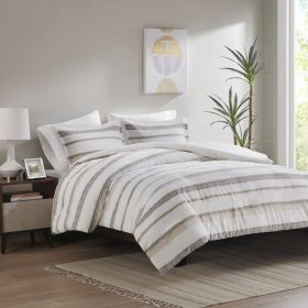 3 Piece Clipped Jacquard Duvet Cover Set (Color: as Pic)