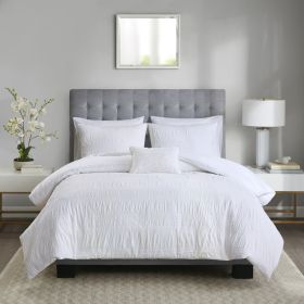 4 Piece Cotton Seersucker Duvet Cover Set (Color: as Pic)