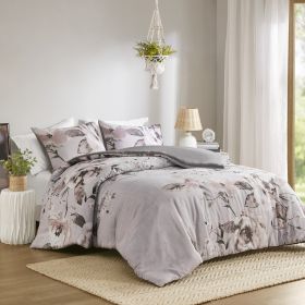 3 Piece Floral Printed Duvet Cover Set (Color: as Pic)