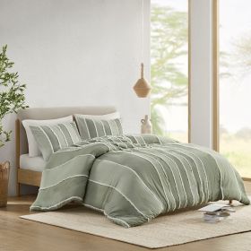 3 Piece Striped Cotton Duvet Cover Set (Color: as Pic)