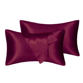 75D Satin Artificial Silk Pillowcase (Option: Wine Red-King 20X36in-1Pairs)