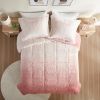 Ombre Shaggy Long Fur Comforter Mini Set